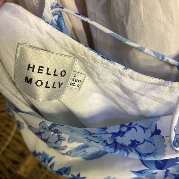 Hello Molly Blue White Floral Slip Midi Dress Size Large US 8 - Picture 2 of 8